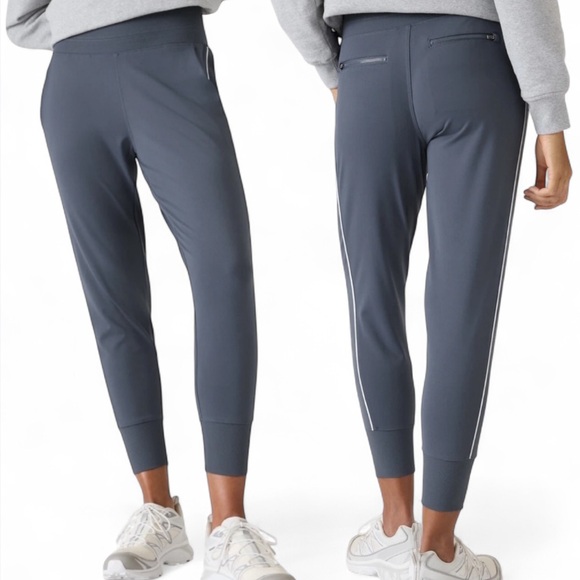 ATHLETA Venice High Rise Track Stripe Jogger Gray Blue Travel Casual Bloke Sz S - Picture 1 of 12